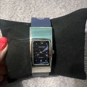 Gucci Silver and Navy Watch